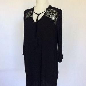 H&M crinkled crepe black tunic dress coverup